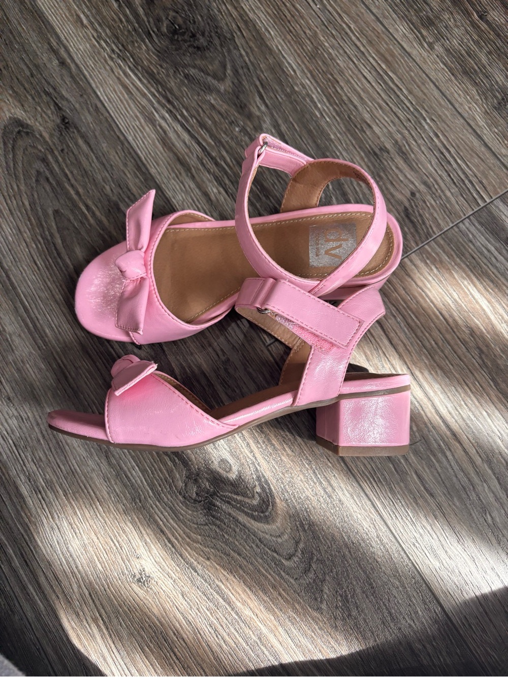 Pink Bow Block Heel Sandals - kids